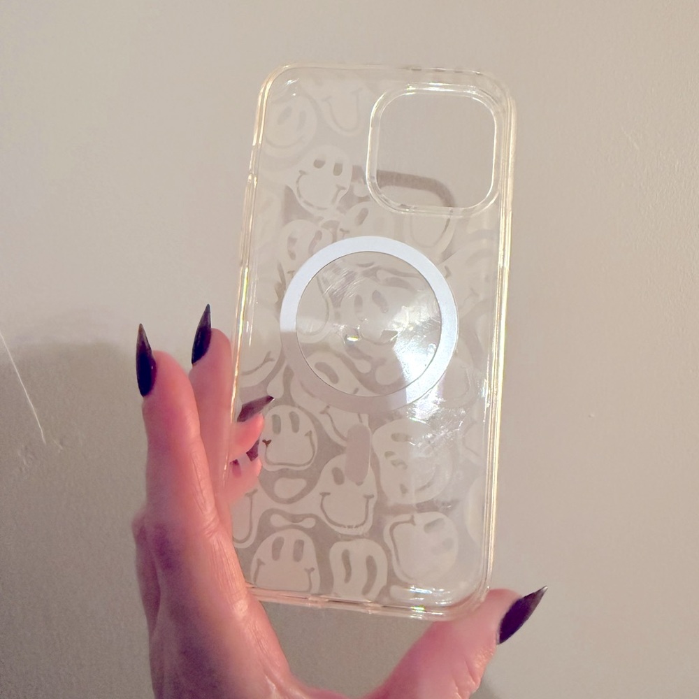iPhone 13 Pro Max MagSafe Velvet Caviar CLEAR Frost Smiley Face phone case